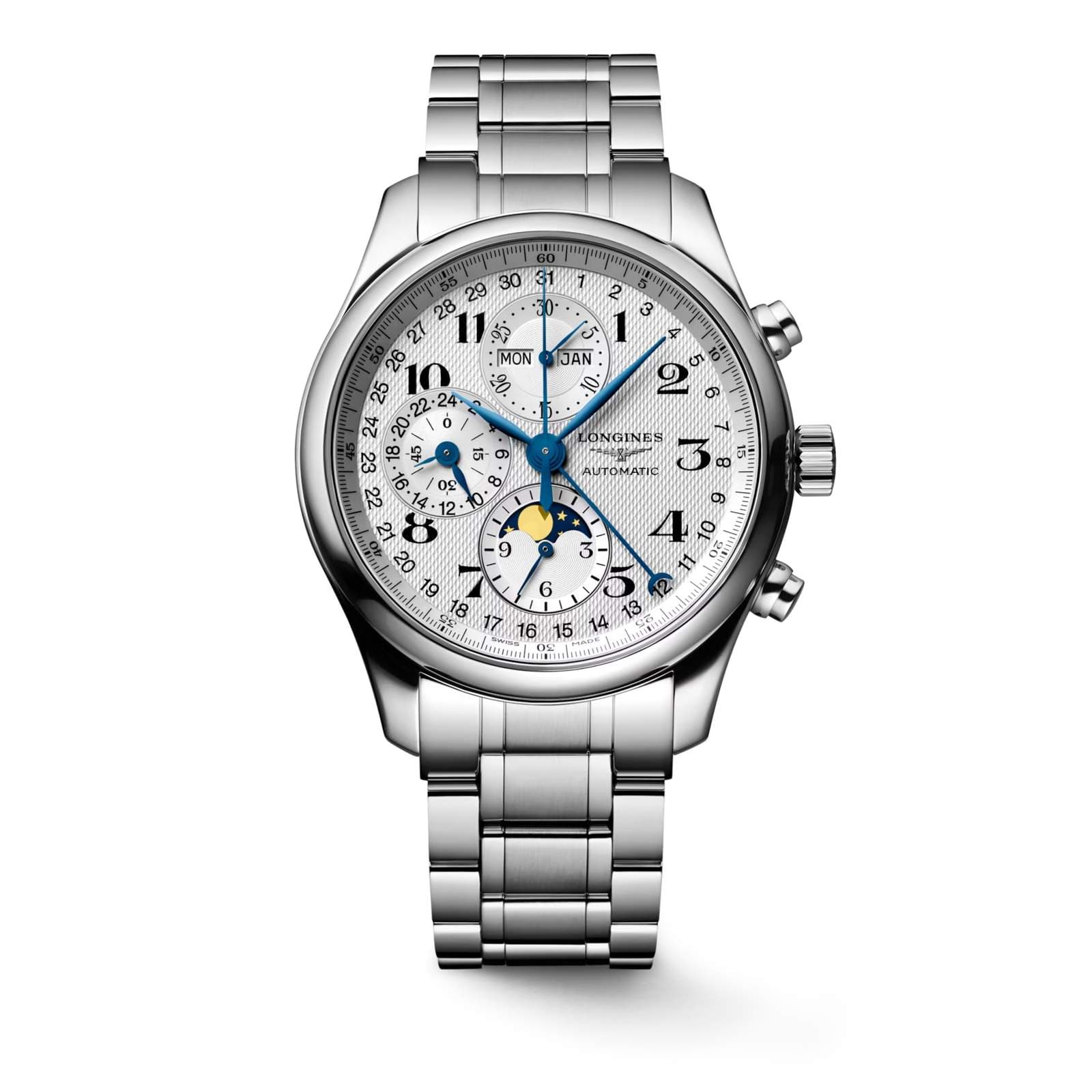 Longınes Master Collectıon Chrono Moonphase – Gümüş “Barleycorn”