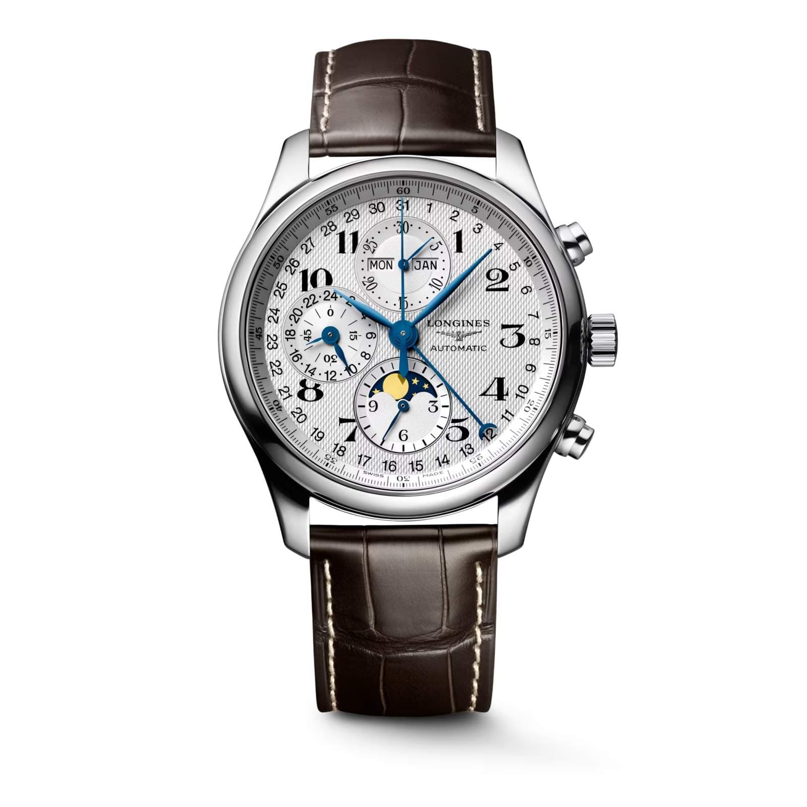 Longınes Master Collectıon Chrono Moonphase – Gümüş “Barleycorn”