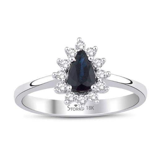 0.56 Karat Pırlanta Doğal Safir Yüzük