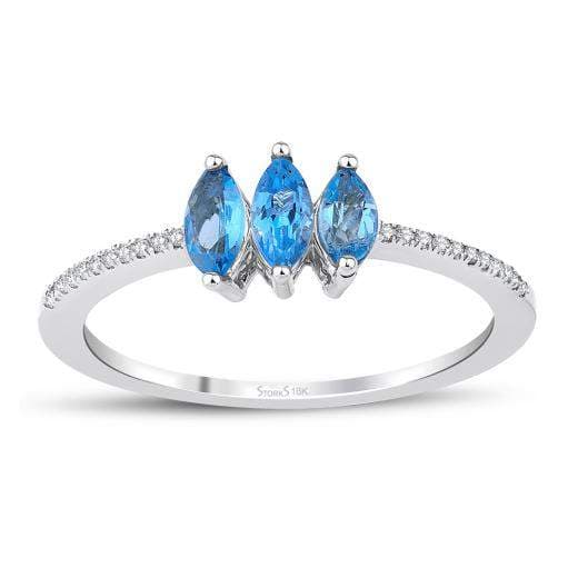 0.57 Karat Pırlanta Mavi Topaz Yüzük