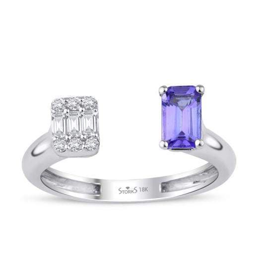 0.66 Karat Pırlanta Baget Tanzanite Yüzük