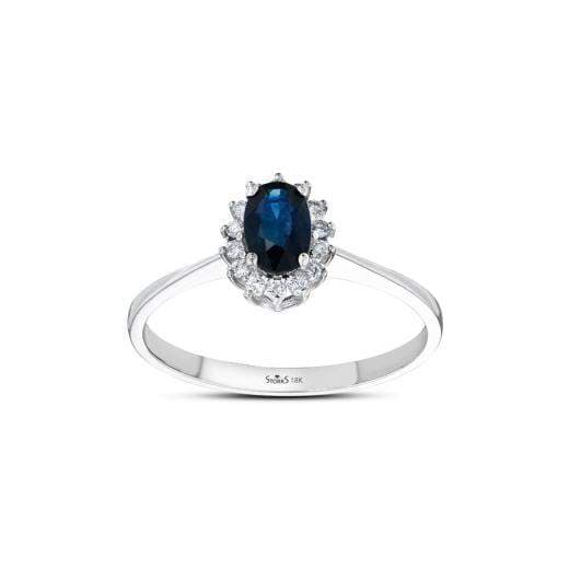 0.76 Karat Pırlanta Doğal Safir Yüzük