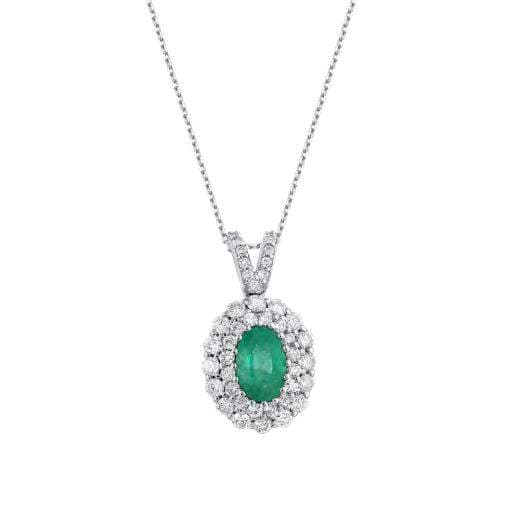 Колье с натуральными изумрудами и бриллиантами · 0.86 ct