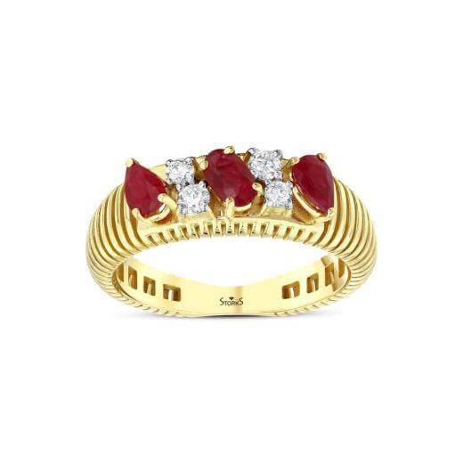 Кольцо с натуральными рубинами и бриллиантами · 0.93 ct