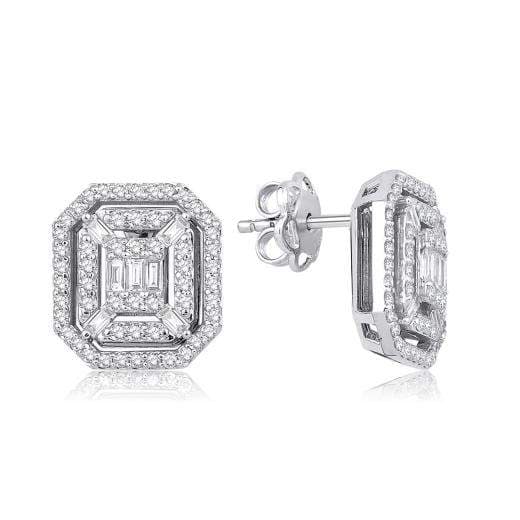 Серьги с огранкой багет и бриллиантами · 1.08 ct