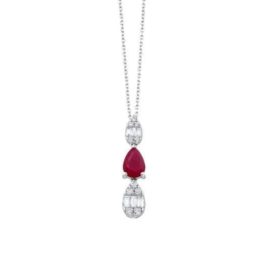 1.10 Karat Pırlanta Cherry Baget Doğal Yakut Kolye