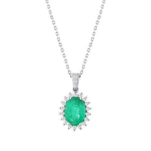 Колье с натуральными изумрудами и бриллиантами · 1.19 ct