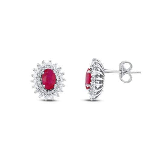 1.63 ct. Diamond Natural Ruby Earrings
