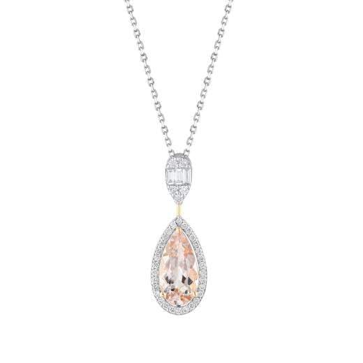 1.76 ct. Diamond Baguette Morganite Necklace
