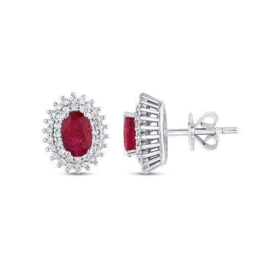 1.89 ct. Diamond Natural Ruby Earrings
