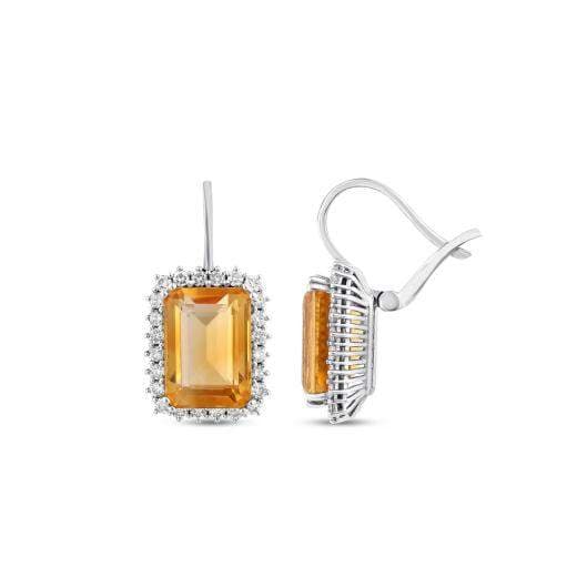 17.54 ct. Diamond Citrine Earrings