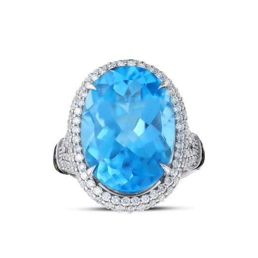 18.23 ct. Diamond Blue Topaz Ring