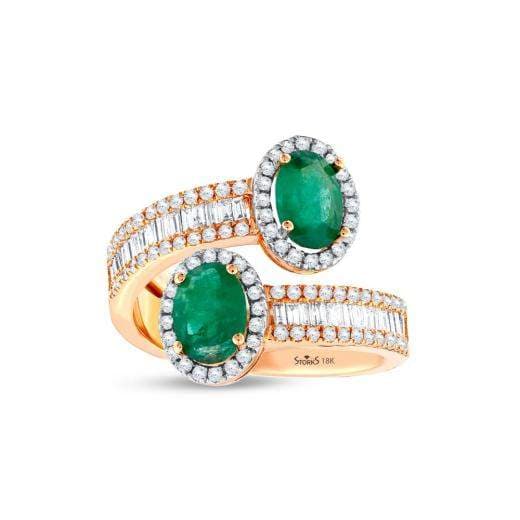 2.05 ct. Diamond Baguette Natural Emerald Ring