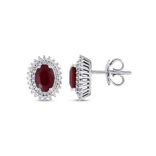 2.23 ct. Diamond Natural Ruby Earrings