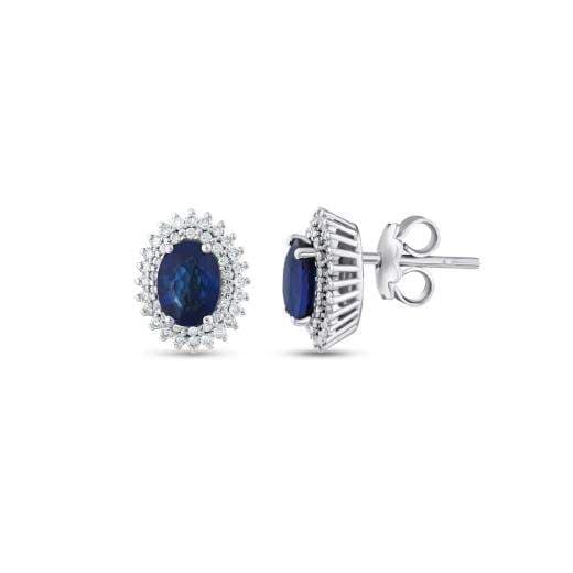 2.46 ct. Diamond Natural Sapphire Earrings