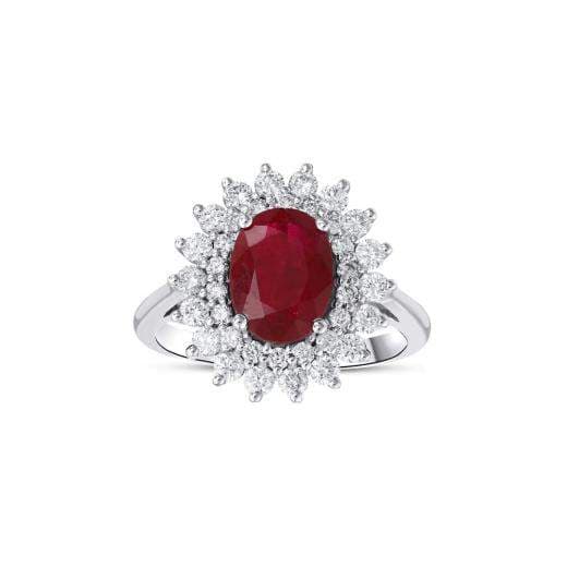 Кольцо с натуральными рубинами и бриллиантами · 2.70 ct