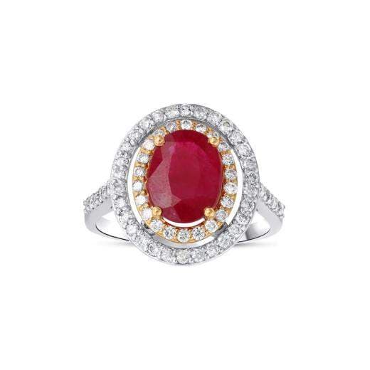 Кольцо с натуральными рубинами и бриллиантами · 2.82 ct
