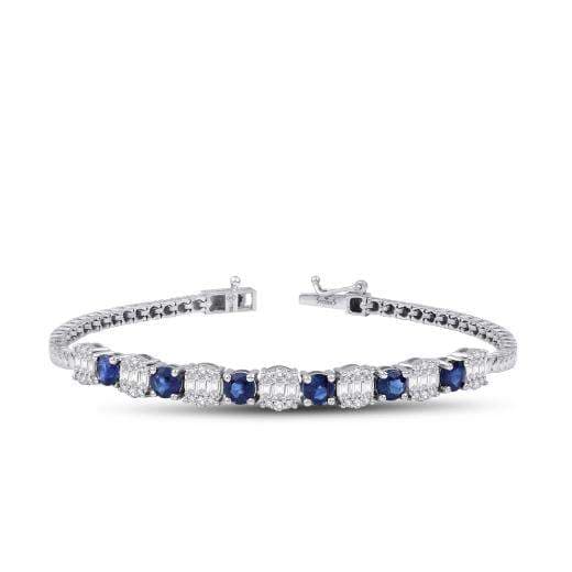 Браслет с натуральными сапфирами и огранкой багет и бриллиантами · 2.96 ct