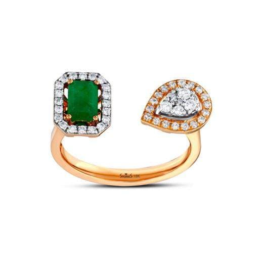 Кольцо с натуральными изумрудами и бриллиантами · 0.89 ct