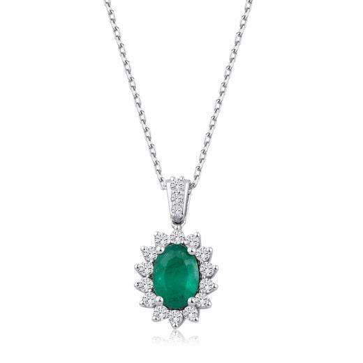 Колье с натуральными изумрудами и бриллиантами · 0.90 ct