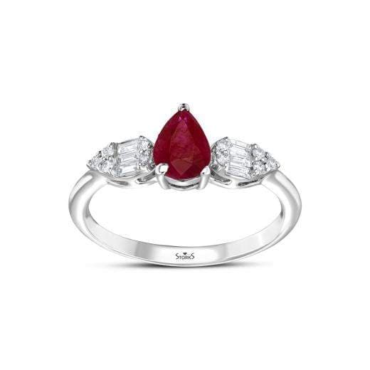 Кольцо с натуральными рубинами и огранкой багет и бриллиантами · 1.03 ct