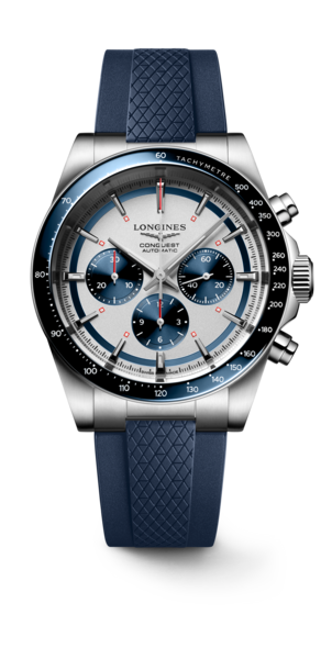 Conquest Chronograph – Silver Matt With Blue Counters