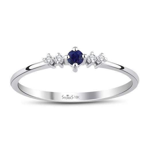 0.11 ct. Diamond Natural Sapphire Ring