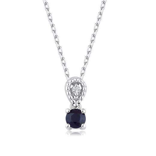 0.17 ct. Diamond Natural Sapphire Necklace