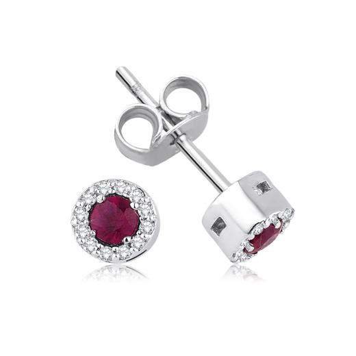 0.26 ct. Diamond Natural Ruby Earrings