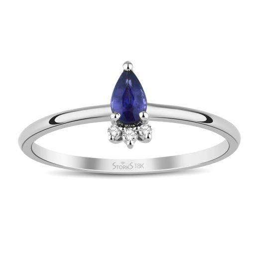0.27 Karat Pırlanta Safir Yüzük