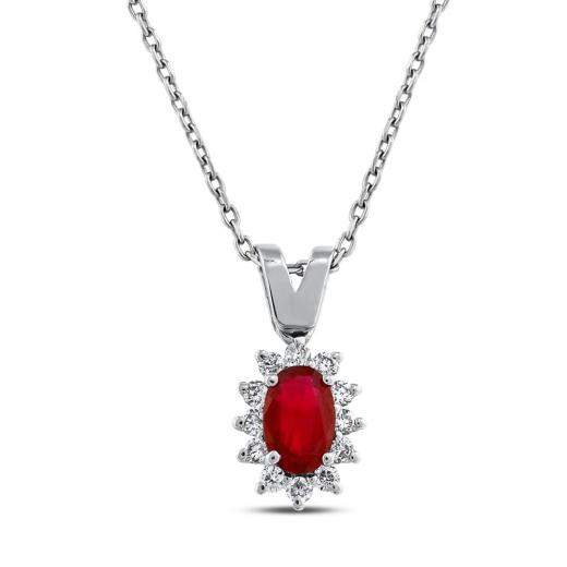 0.34 Karat Pırlanta Doğal Yakut Kolye