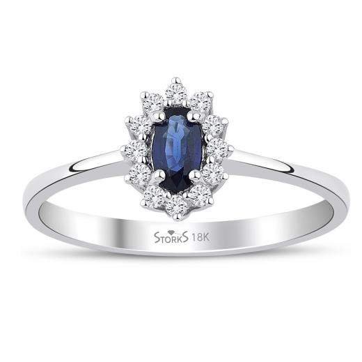 0.37 Karat Pırlanta Doğal Safir Yüzük