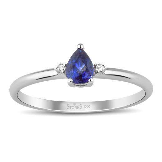 0.38 Karat Pırlanta Safir Yüzük
