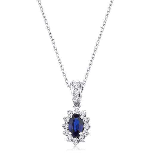 0.44 Karat Pırlanta Doğal Safir Kolye