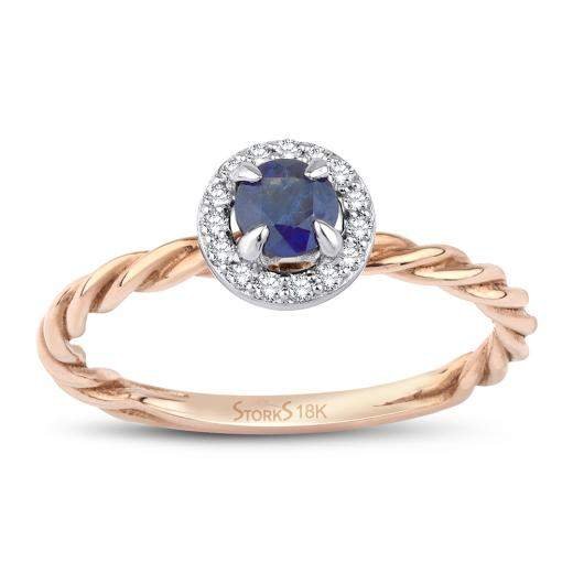 0.44 Karat Pırlanta Doğal Safir Yüzük