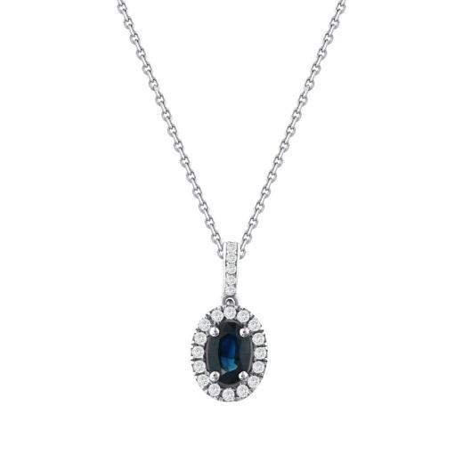 0.63 Karat Pırlanta Doğal Safir Kolye