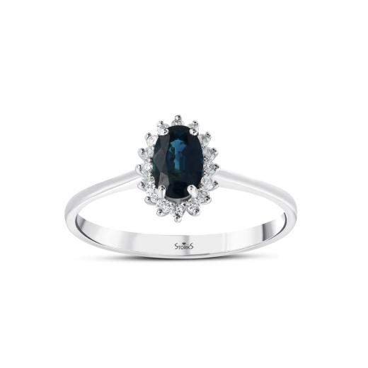Кольцо с натуральными сапфирами и бриллиантами · 0.68 ct