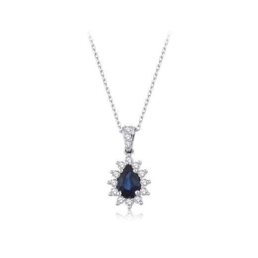 0.70 Karat Pırlanta Doğal Safir Kolye