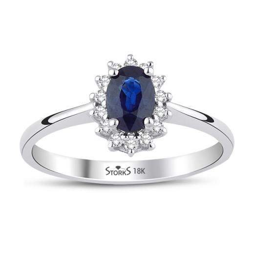 Кольцо с натуральными сапфирами и бриллиантами · 0.75 ct