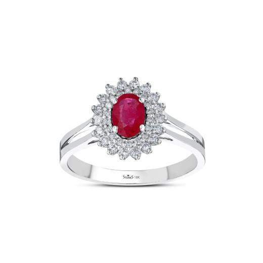 Кольцо с рубинами и бриллиантами · 0.80 ct