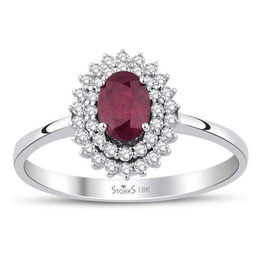 Кольцо с натуральными рубинами и бриллиантами · 0.85 ct