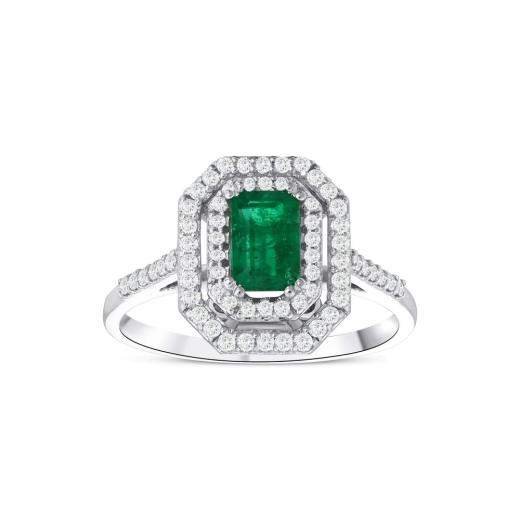 Кольцо с натуральными изумрудами и бриллиантами · 0.94 ct