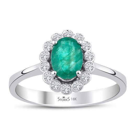 Кольцо с натуральными изумрудами и бриллиантами · 0.96 ct