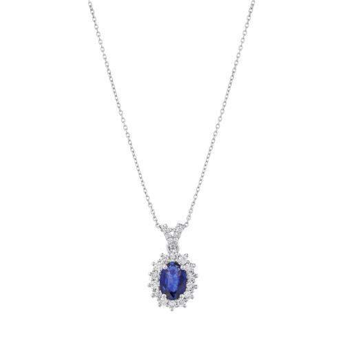1.05 Karat Pırlanta Doğal Safir Kolye