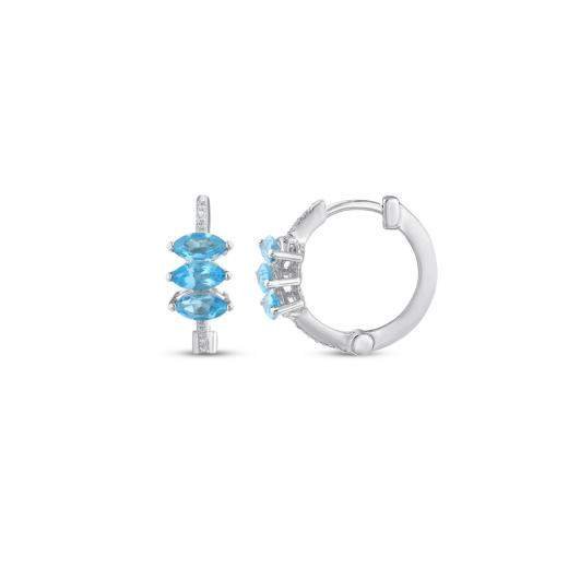 1.10 Karat Pırlanta Mavi Topaz Küpe