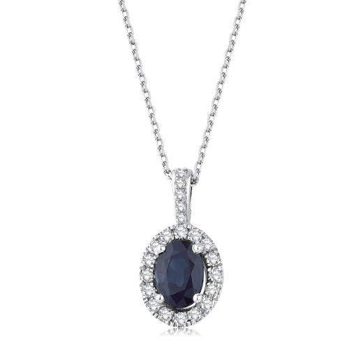1.22 Karat Pırlanta Doğal Safir Kolye
