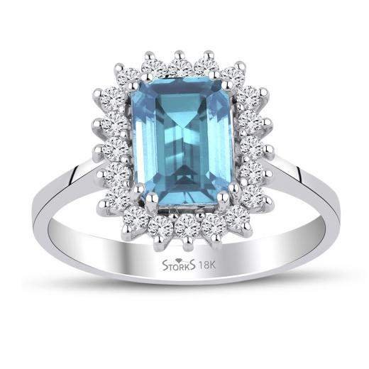 1.70 ct. Diamond Aquamarine Ring