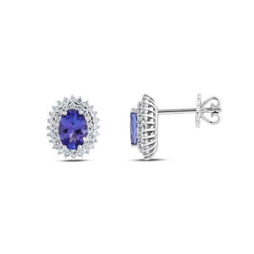 1.84 Karat Pırlanta Tanzanite Küpe