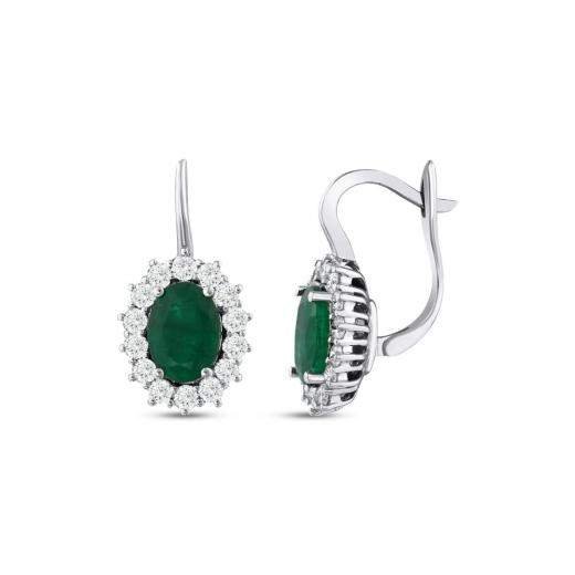 2.18 Karat Pırlanta Doğal Zümrüt Küpe