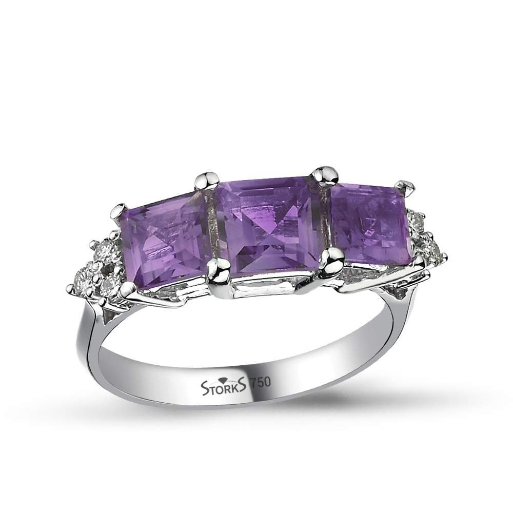 2.44 ct. Diamond Amethyst Tria Ring